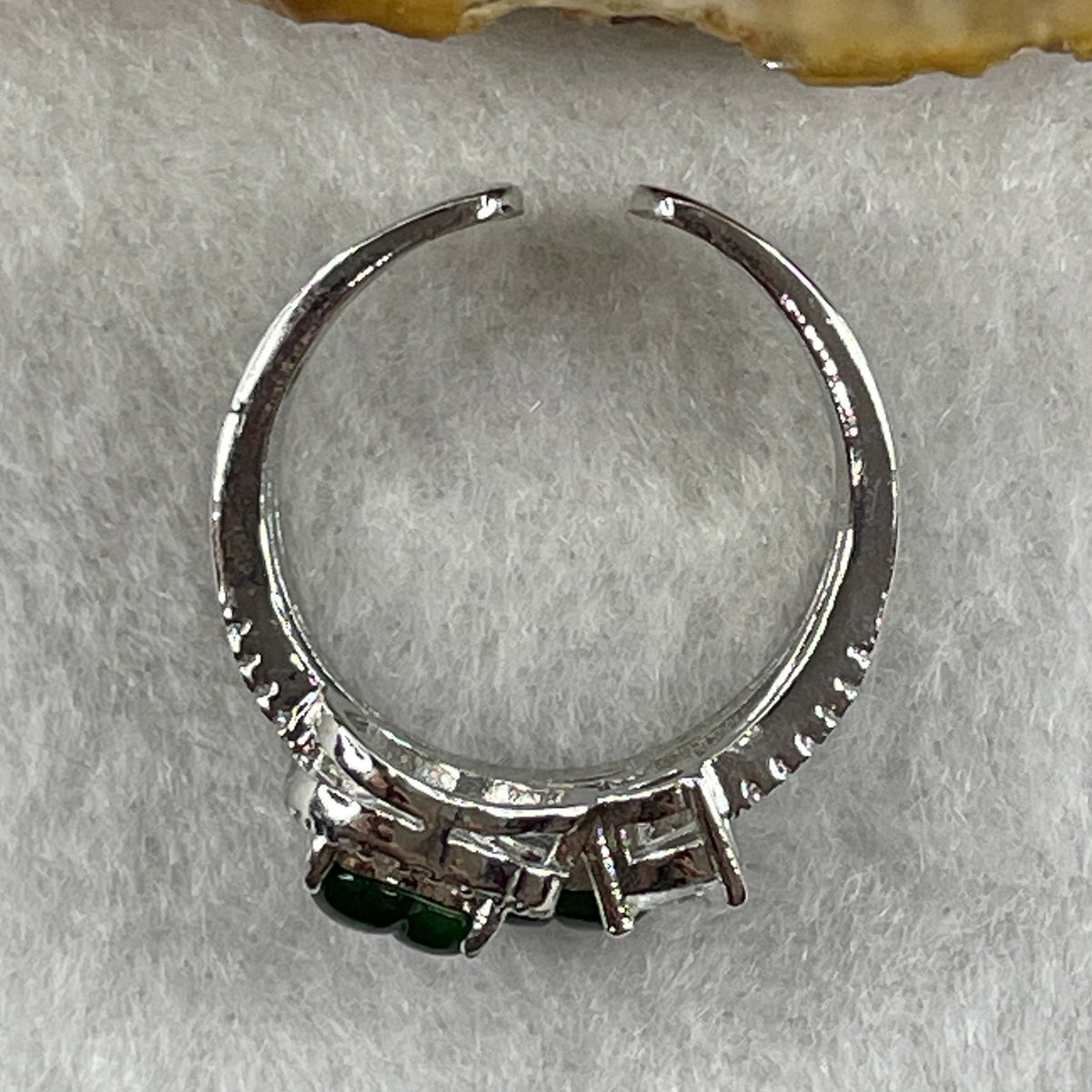 Natural Type A Omphacite Green Jadeite Double Hulu Adjustable Ring in S925 Silver | (4.94g | Adjustable | 6.0 x 3.8 x 1.5mm | Doubled Abundance & Longevity Anchor, Feng Shui Prosperity & Executive Charm Ring) - Huangs Jadeite and Jewelry Pte Ltd