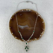 Natural Type A Omphacite Green Jadeite Cabochon Necklace in S925 Silver | (12.07g | 46–50cm | 3.0 x 5.0 x 1.5mm x 9 Pcs | Perpetual Abundance Anchor, Feng Shui Prosperity & Executive Charm Necklace) - Huangs Jadeite and Jewelry Pte Ltd