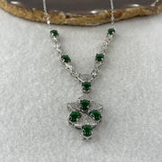 Natural Type A Omphacite Green Jadeite Cabochon Necklace in S925 Silver | (12.07g | 46–50cm | 3.0 x 5.0 x 1.5mm x 9 Pcs | Perpetual Abundance Anchor, Feng Shui Prosperity & Executive Charm Necklace) - Huangs Jadeite and Jewelry Pte Ltd