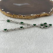 Natural Type A Omphacite Green Jadeite Cabochon Necklace in S925 Silver | (12.07g | 46–50cm | 3.0 x 5.0 x 1.5mm x 9 Pcs | Perpetual Abundance Anchor, Feng Shui Prosperity & Executive Charm Necklace) - Huangs Jadeite and Jewelry Pte Ltd