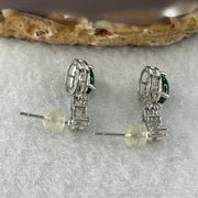 Natural Type A Omphacite Spicy Green Jadeite Cabochon Dangling Earrings in S925 Silver | (2.90g | 7.9 x 6.0 x 3.0mm x 2 Pcs | "Shuāng Xǐ Lín Mén" Double Joy Anchor, Feng Shui Abundance & Executive Elegance Drop Strand) - Huangs Jadeite and Jewelry Pte Ltd