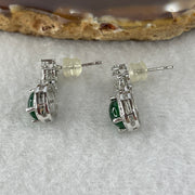 Natural Type A Omphacite Spicy Green Jadeite Cabochon Dangling Earrings in S925 Silver | (2.90g | 7.9 x 6.0 x 3.0mm x 2 Pcs | "Shuāng Xǐ Lín Mén" Double Joy Anchor, Feng Shui Abundance & Executive Elegance Drop Strand) - Huangs Jadeite and Jewelry Pte Ltd