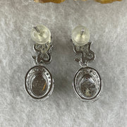 Natural Type A Omphacite Spicy Green Jadeite Cabochon Dangling Earrings in S925 Silver | (2.90g | 7.9 x 6.0 x 3.0mm x 2 Pcs | "Shuāng Xǐ Lín Mén" Double Joy Anchor, Feng Shui Abundance & Executive Elegance Drop Strand) - Huangs Jadeite and Jewelry Pte Ltd