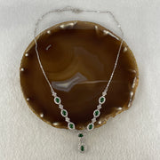 Natural Type A Omphacite Green Jadeite Cabochon Necklace in S925 Silver | (12.71g | 48–52cm | 7.0 x 5.0 x 2.5mm x 8 Pcs | Infinite Prosperity Anchor, Feng Shui Abundance & Executive Charm Necklace) - Huangs Jadeite and Jewelry Pte Ltd