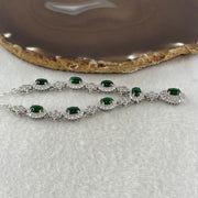 Natural Type A Omphacite Green Jadeite Cabochon Necklace in S925 Silver | (12.71g | 48–52cm | 7.0 x 5.0 x 2.5mm x 8 Pcs | Infinite Prosperity Anchor, Feng Shui Abundance & Executive Charm Necklace) - Huangs Jadeite and Jewelry Pte Ltd