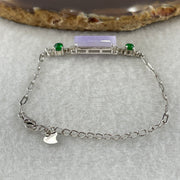 Natural Type A Lavender Jadeite Lulutong with Green Glass Accent in S925 Silver Bracelet | (4.93g | 13–17cm | 18.0 x 7.0 x 4.0mm | "Lù Lù Tōng" Smooth Fortune Anchor, Feng Shui Abundance Strand) - Huangs Jadeite and Jewelry Pte Ltd