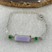 Natural Type A Lavender Jadeite Lulutong with Green Glass Accent in S925 Silver Bracelet | (4.93g | 13–17cm | 18.0 x 7.0 x 4.0mm | "Lù Lù Tōng" Smooth Fortune Anchor, Feng Shui Abundance Strand) - Huangs Jadeite and Jewelry Pte Ltd