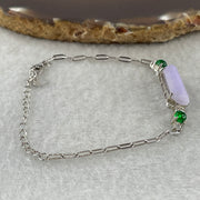 Natural Type A Lavender Jadeite Lulutong with Green Glass Accent in S925 Silver Bracelet | (4.93g | 13–17cm | 18.0 x 7.0 x 4.0mm | "Lù Lù Tōng" Smooth Fortune Anchor, Feng Shui Abundance Strand) - Huangs Jadeite and Jewelry Pte Ltd