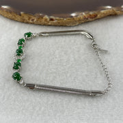 Natural Type A Omphacite Spicy Green Jadeite Cabochon Bracelet in S925 Silver | (7.03g | 15–18cm Adj | 1 Pc 7.0x5.0x2.5mm + 4 Pcs 6.8x4.6x2.5mm | "Wǔ Fú Lín Mén" Five Blessings Anchor, Feng Shui Prosperity & Executive Charm Strand) - Huangs Jadeite and Jewelry Pte Ltd