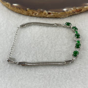 Natural Type A Omphacite Spicy Green Jadeite Cabochon Bracelet in S925 Silver | (7.03g | 15–18cm Adj | 1 Pc 7.0x5.0x2.5mm + 4 Pcs 6.8x4.6x2.5mm | "Wǔ Fú Lín Mén" Five Blessings Anchor, Feng Shui Prosperity & Executive Charm Strand) - Huangs Jadeite and Jewelry Pte Ltd