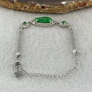 Natural Type A Omphacite Green Jadeite with Green Glass Accent in S925 Silver Bracelet | (5.03g | 13–16cm | 15.1 x 8.0 x 2.2mm | "Jīn Yù Mǎn Táng" Elegance & Abundance Anchor, Feng Shui Prosperity Strand) - Huangs Jadeite and Jewelry Pte Ltd