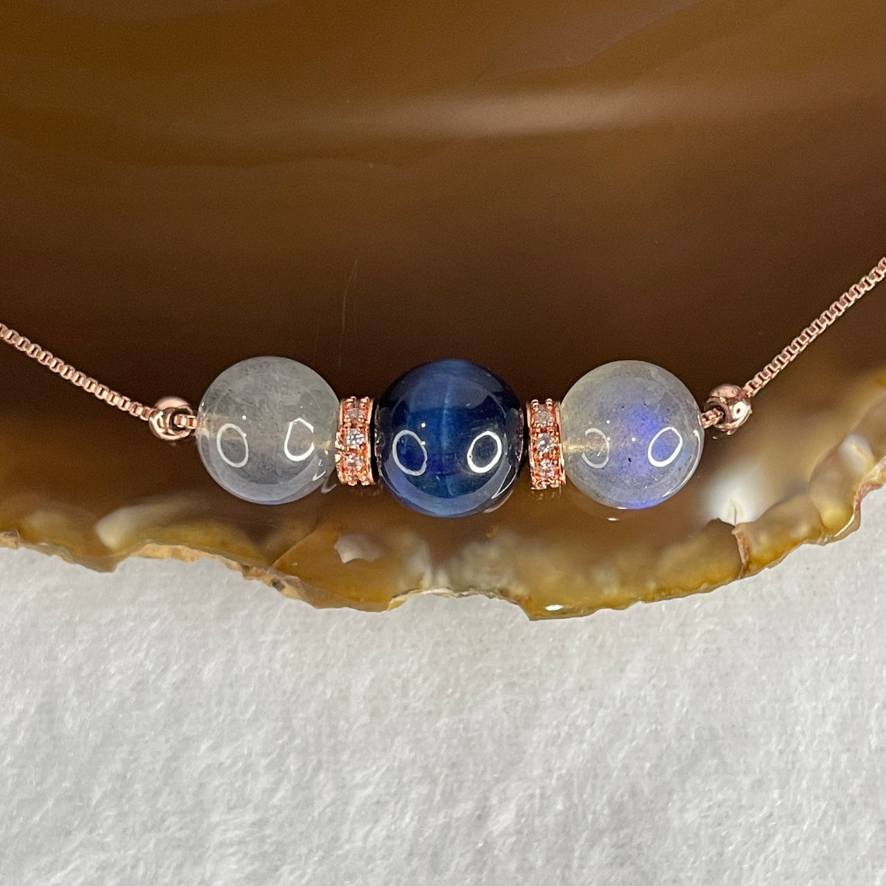 Natural-Labradorite-with-Blue-Tiger-Eyes-Quartz-Beads-Necklace-6.92g-42cm-10.4mm-1-Bead-9.7mm-2-Beads-Huangs-Jadeite-and-Jewelry-Pte-Ltd