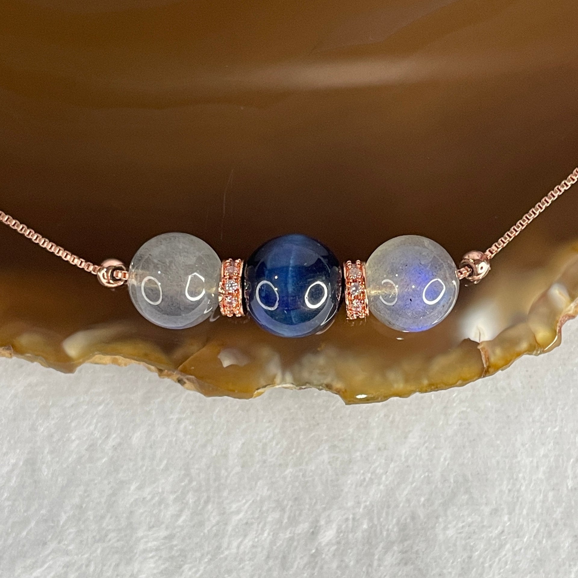 Natural-Labradorite-with-Blue-Tiger-Eyes-Quartz-Beads-Necklace-6.92g-42cm-10.4mm-1-Bead-9.7mm-2-Beads-Huangs-Jadeite-and-Jewelry-Pte-Ltd