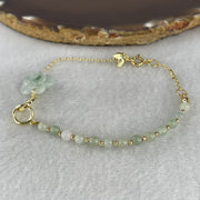 Natural Type A Green Jadeite Peony Flower 15.5x7.1mm Amulet Bracelet | Adjustable 14-18cm Gold-Toned Elegant Layering Chain Luxury Charm (5.54g) - Huangs Jadeite and Jewelry Pte Ltd