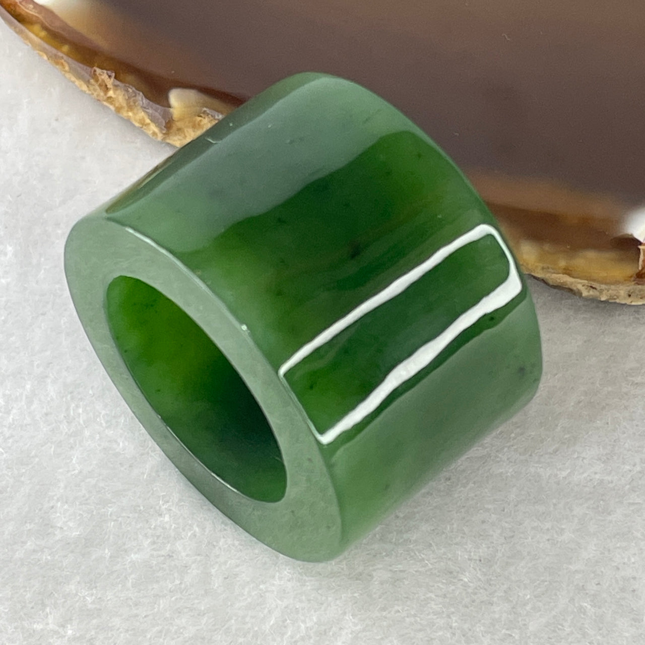 Genuine Full Green Nephrite Jade Ring - Certified High Grade Natural Stone - 32.90g Bold Masculine/Statement Design - Rich Spinach Green Heirloom Quality 33.3x22.0x6.0mm