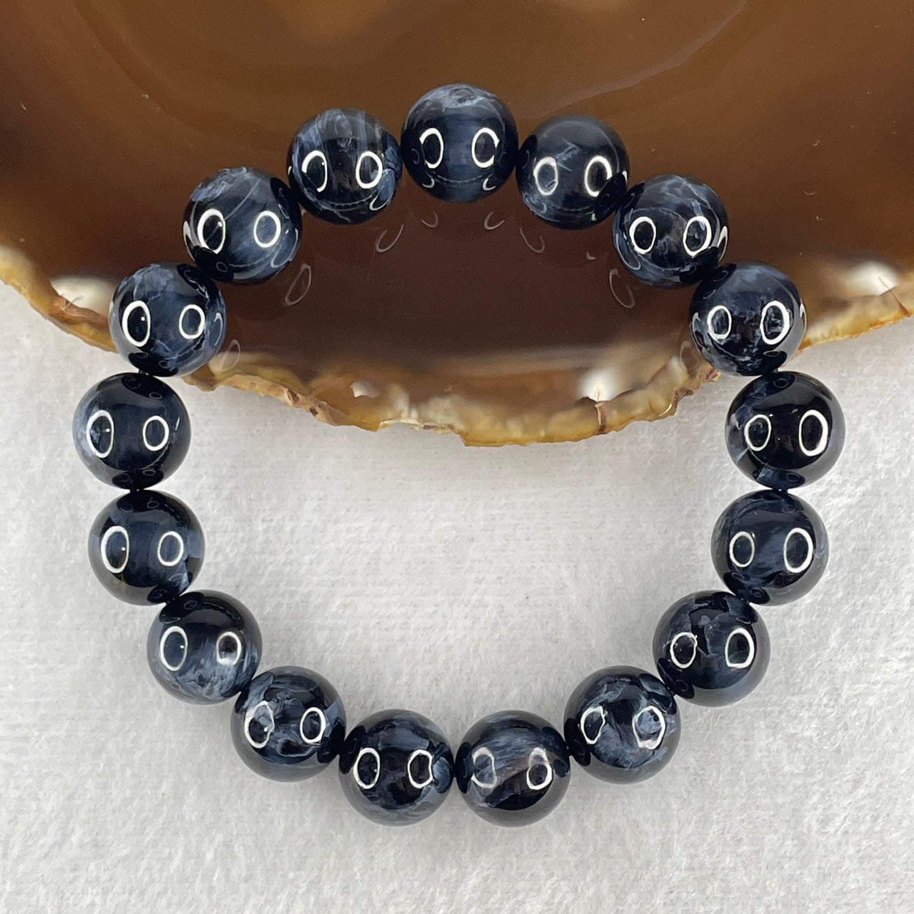 Very Very Good Grade Natural Pietersite Beads Bracelet 47.21g 17cm 12.9mm 17 Beads