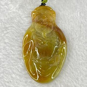 Type A Yellow Jadeite God of Fortune Cai Shen Ye Pendent 24.75g 56.9 by 32.6 by 7.0mm - Huangs Jadeite and Jewelry Pte Ltd