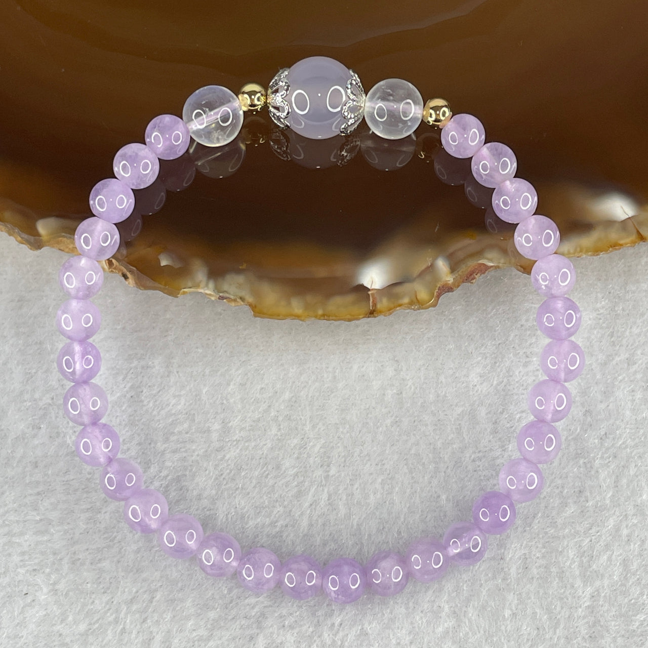 Above Average Natural Amethyst with Blue Moonstone and Rose Quartz Beads Bracelet 10.16g 17cm 5.6mm 30 Beads - 10.2mm 1 Bead