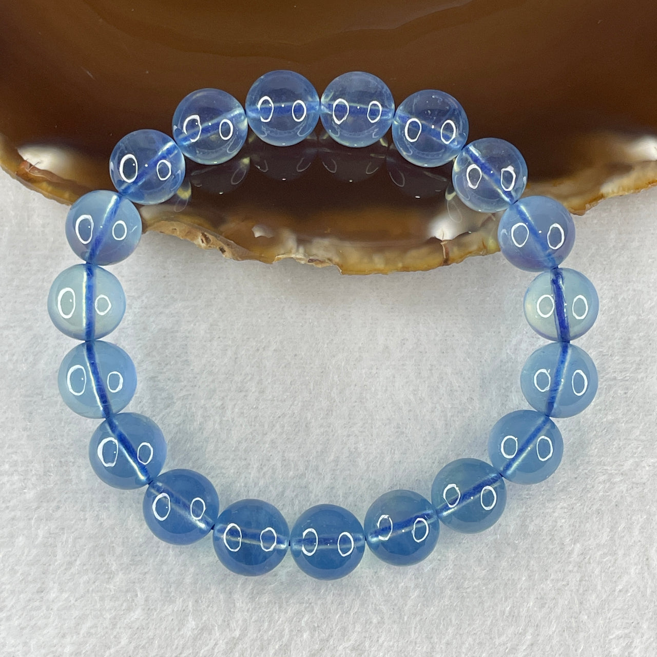 Certified Very Very Good Natural Transparent Aquamarine Beads Bracelet 30.96g 16.5cm 10.8mm 19 Beads