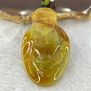 Type A Yellow Jadeite God of Fortune Cai Shen Ye Pendent 24.75g 56.9 by 32.6 by 7.0mm - Huangs Jadeite and Jewelry Pte Ltd