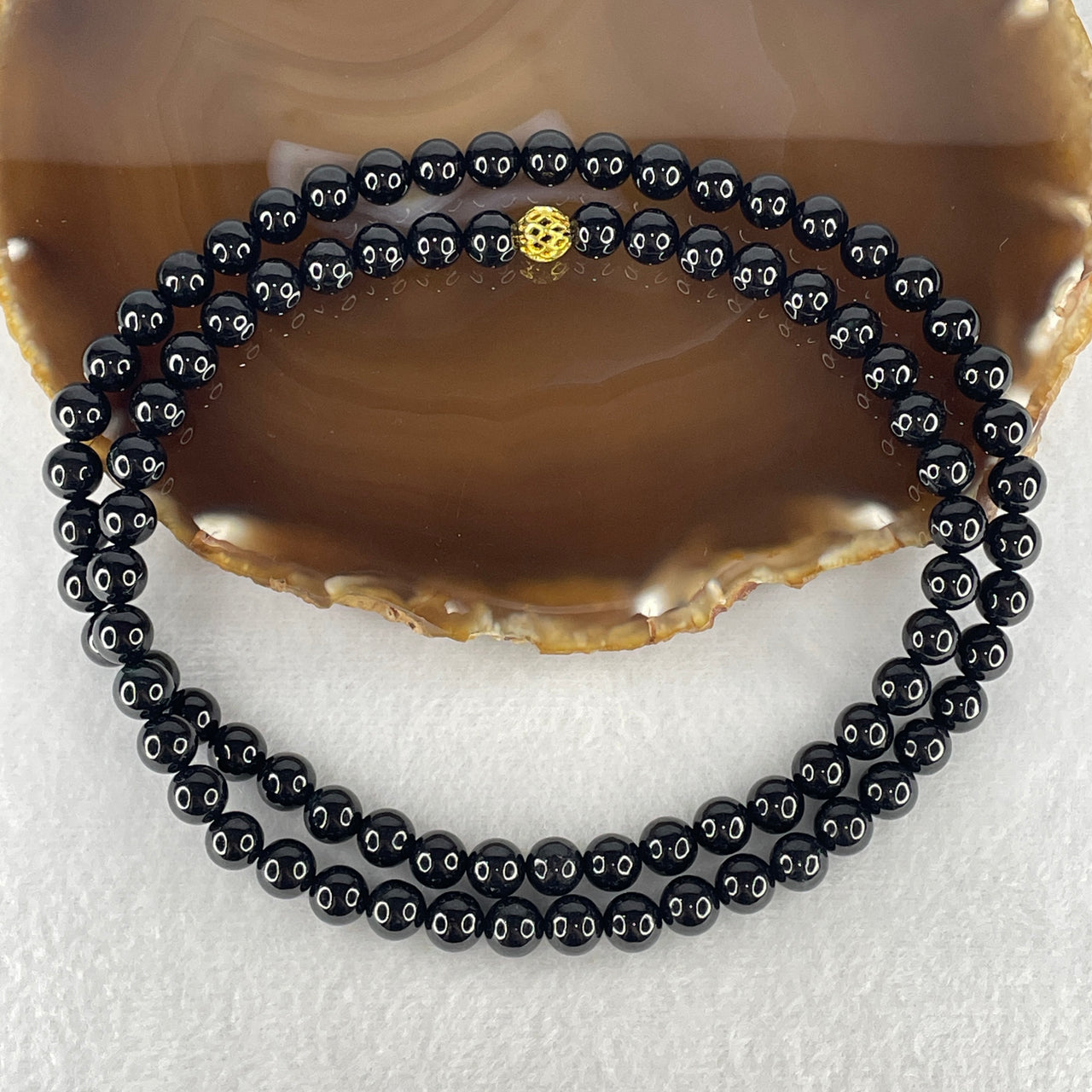 Certified Natural Type A Opaque Black Omphacite Jadeite Beads Necklace 73.43g 66cm 7.8mm 87 Beads