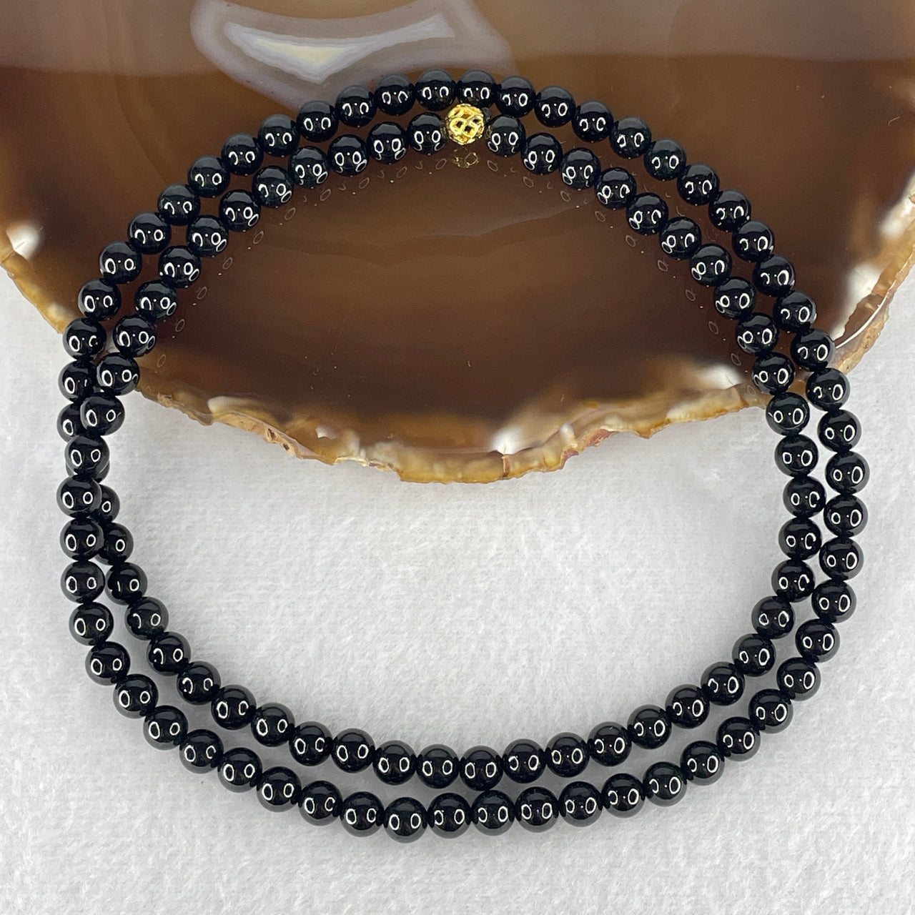 Certified Natural Type A Opaque Black Omphacite Jadeite Beads Necklace 45.77g 64cm 6.3mm 106 Beads