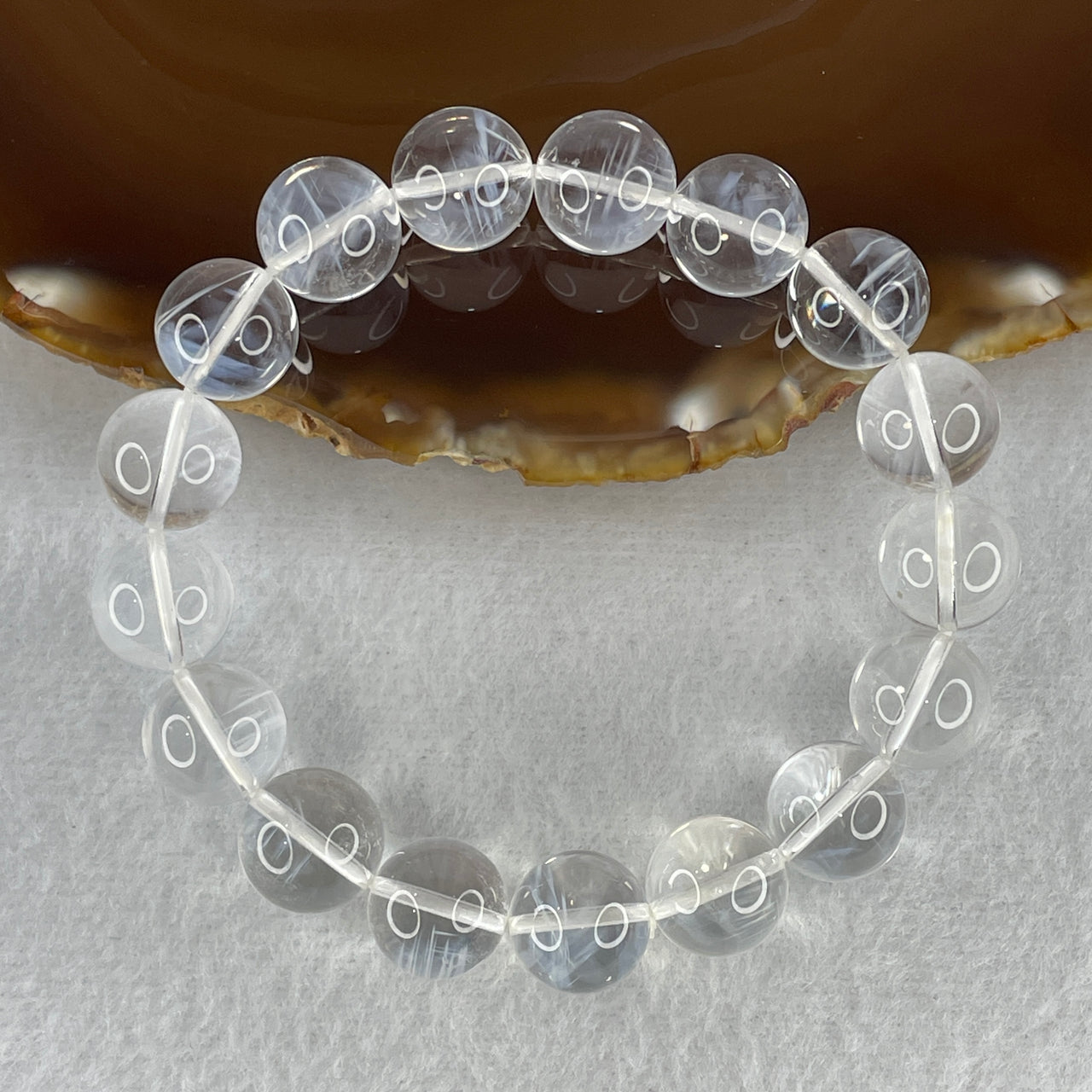 Good Grade Natural Blue Needle Quartz Beads Bracelet 43.00g 16.5cm 12.3mm 17 Beads