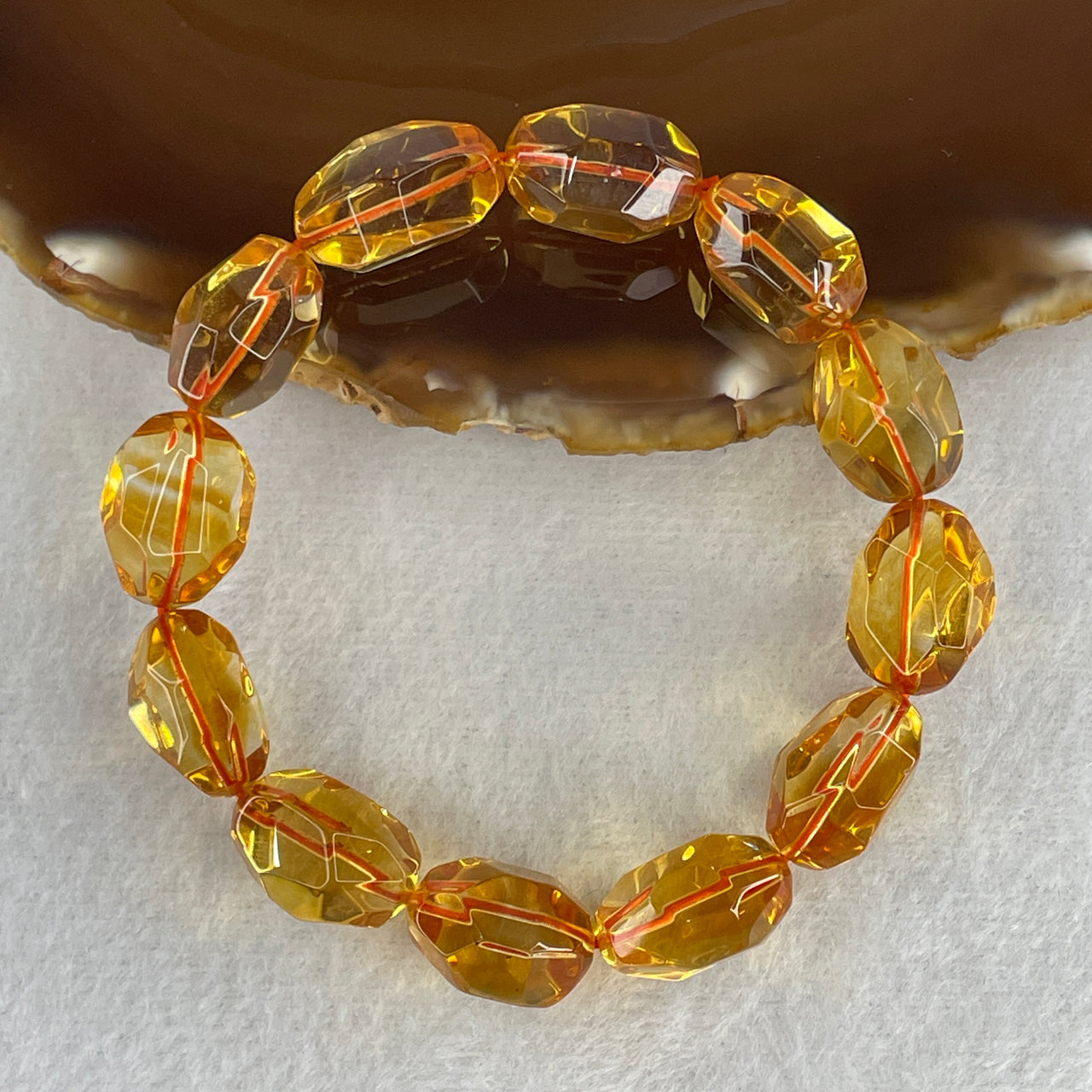 Collector-Grade Natural Citrine Bracelet of Prosperity & Clarity 36.52g 16cm 13.7mm 12 Beads