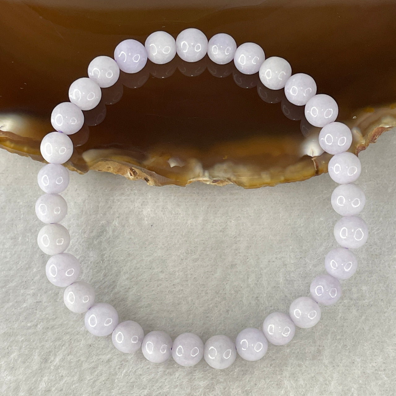 Natural Type A Light Lavender Jadeite Bracelet | 15.5cm Petite 6.1mm Round Genuine Lavender Jade Bead Serenity Strand (11.23g, 31 Beads)