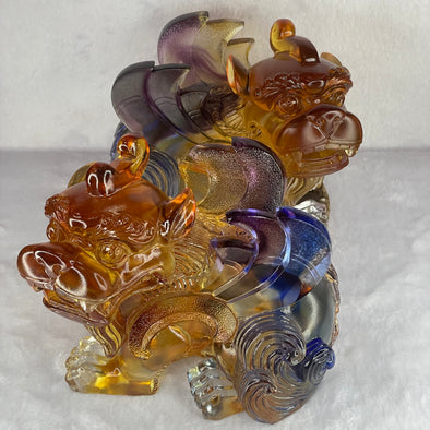 Liuli Crystal Flying Pixiu Pair total 6,415.3g each about 160.0 by 119.5 by 148.0mm - Huangs Jadeite and Jewelry Pte Ltd