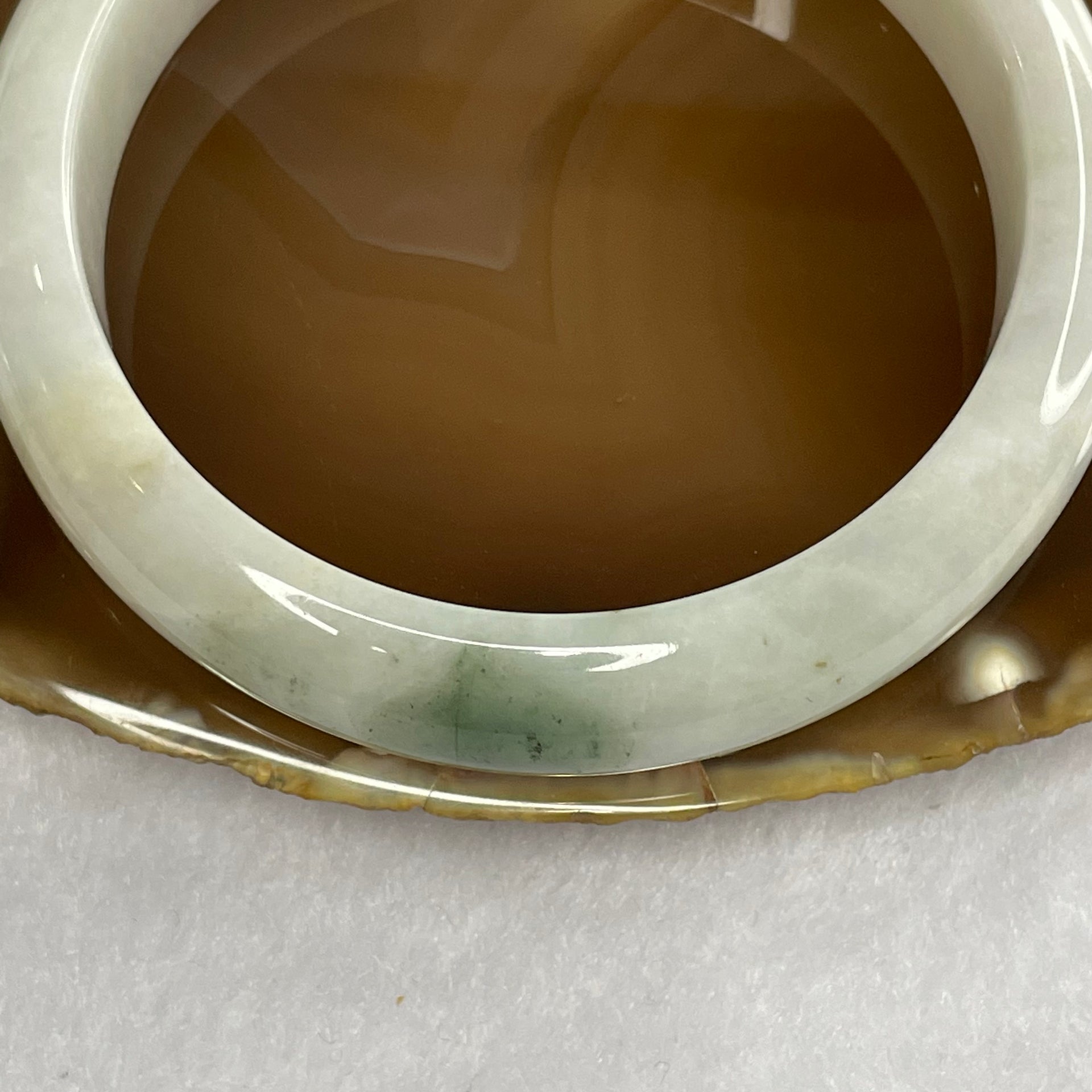 Type A Light Green Jade Jadeite Bangle 57.19g inner Dia 58.1mm 13.3 by 7.7mm (Slight External Line) - Huangs Jadeite and Jewelry Pte Ltd