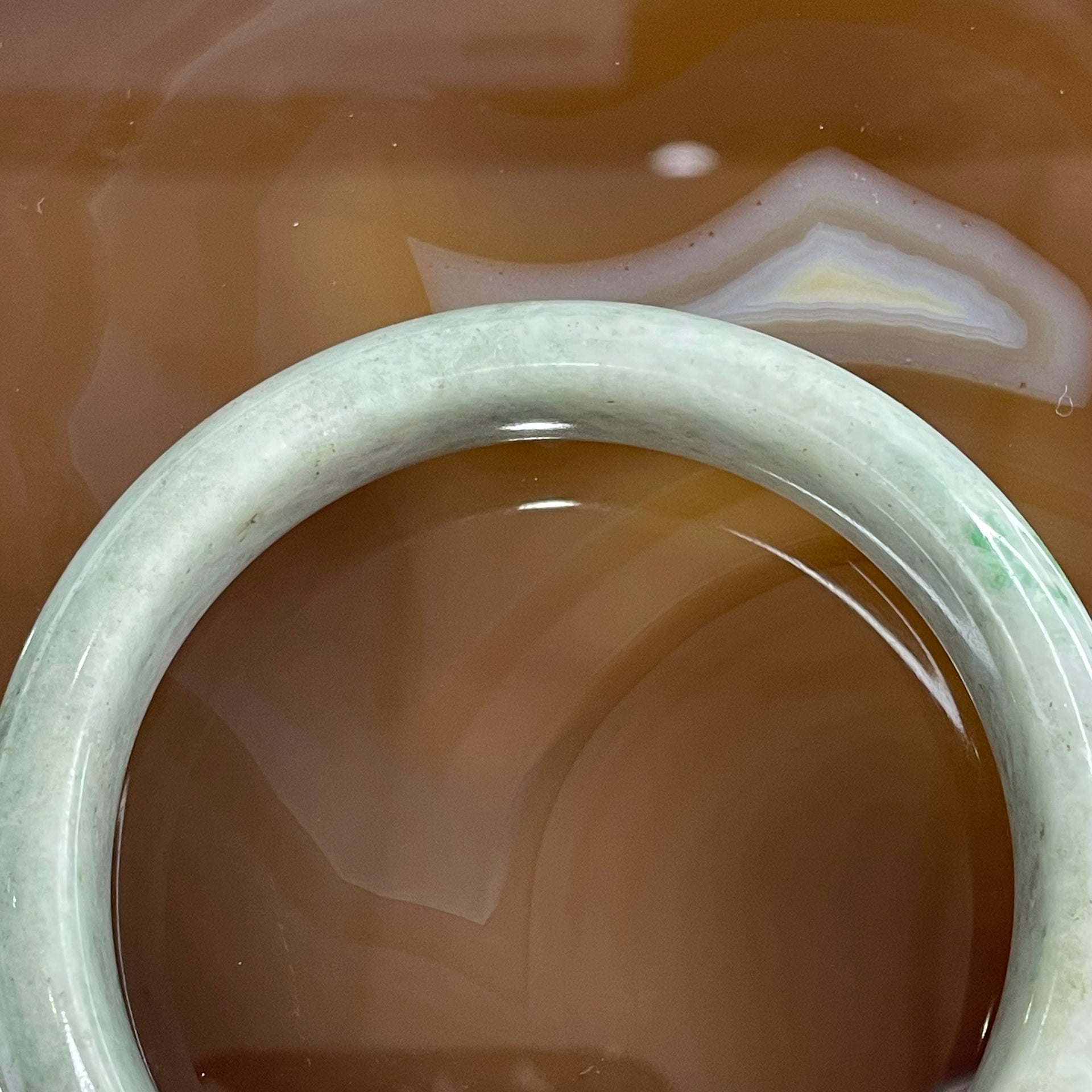 Type A Green with Spicy Green Patches Jade Jadeite Bangle 71.69g inner Dia 59.5mm 16.1 by 8.5mm - Huangs Jadeite and Jewelry Pte Ltd