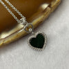 Type A Black Jade Jadeite Heart Necklace - 1.50g 13.0 by 12.8 by 2.2mm - Huangs Jadeite and Jewelry Pte Ltd