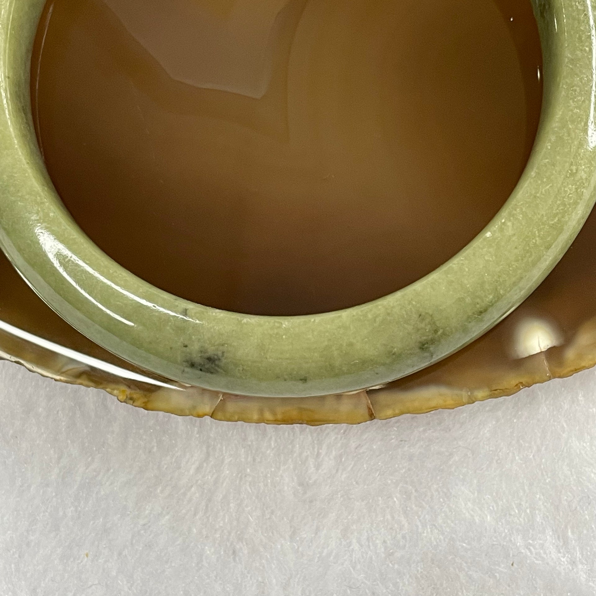 Type A Full Green Jade Jadeite Bangle 53.34g inner Dia 56.9mm 12.3 by 8.0mm (External Rough) - Huangs Jadeite and Jewelry Pte Ltd