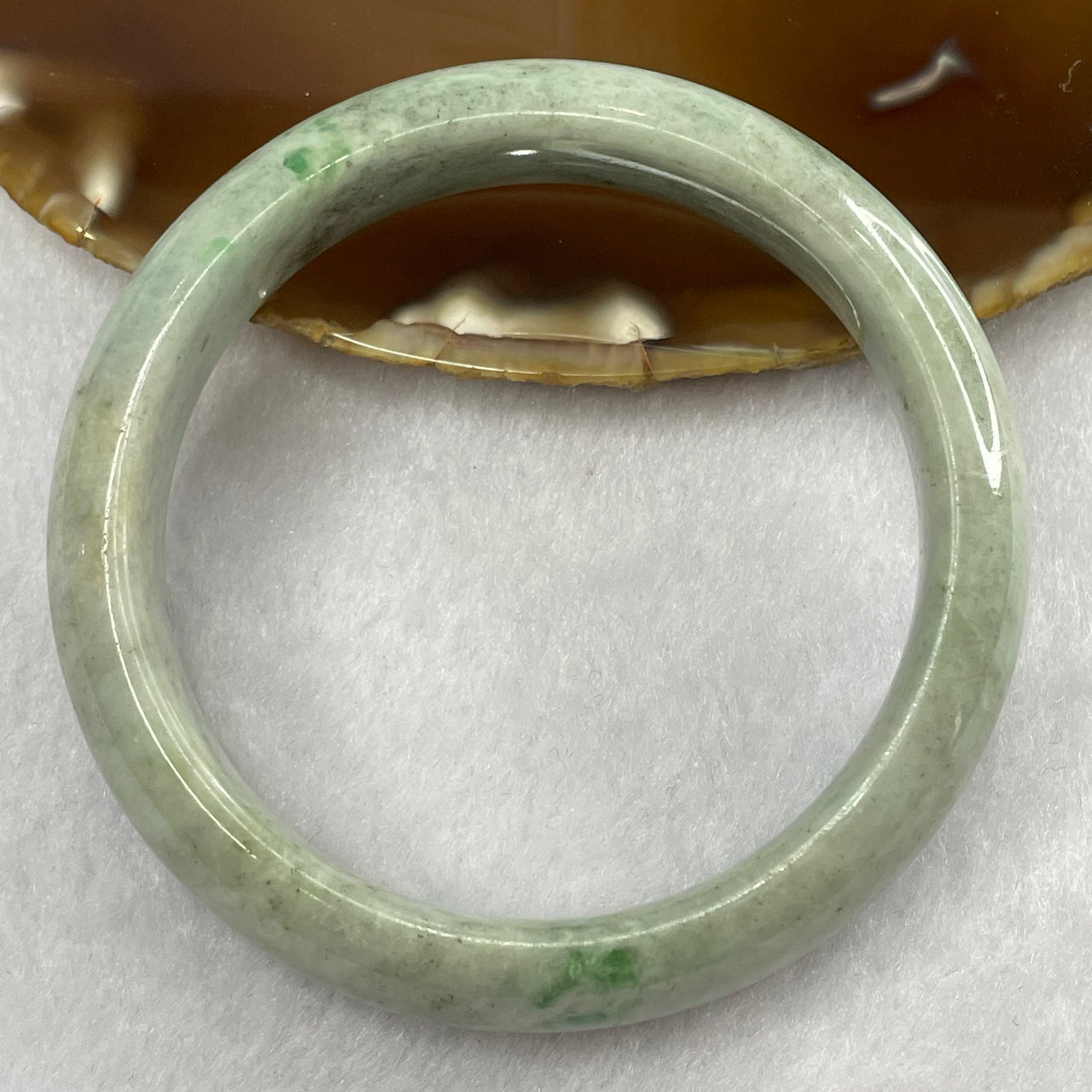 Type A Green with Spicy Green Patches Jade Jadeite Bangle 71.69g inner Dia 59.5mm 16.1 by 8.5mm - Huangs Jadeite and Jewelry Pte Ltd