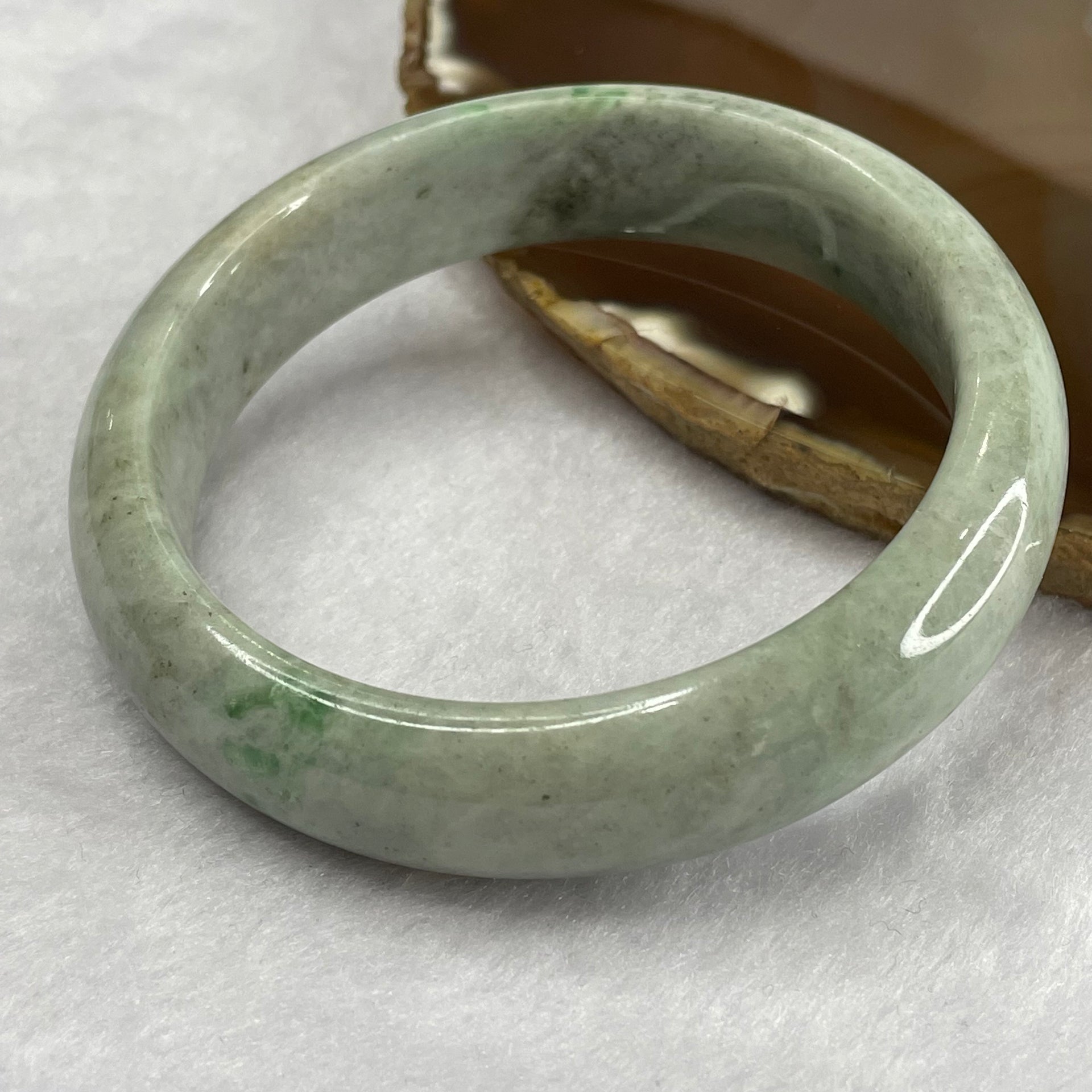 Type A Green with Spicy Green Patches Jade Jadeite Bangle 71.69g inner Dia 59.5mm 16.1 by 8.5mm - Huangs Jadeite and Jewelry Pte Ltd