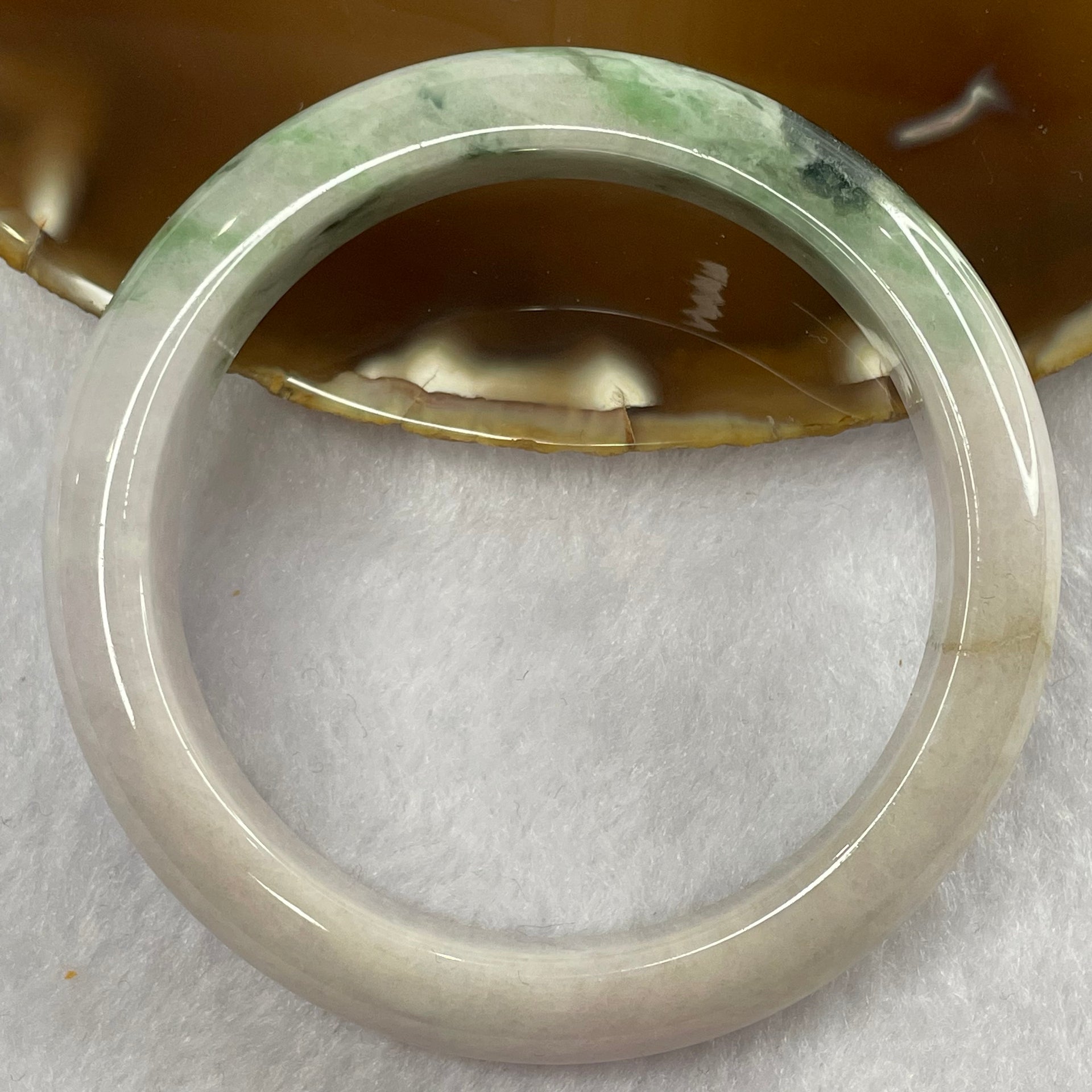 Type A Lavender and Green Piao Hua with Yellow Patches Jade Jadeite Bangle 57.32g inner Dia 57.3mm 12.9 by 8.6mm (External Rough) - Huangs Jadeite and Jewelry Pte Ltd