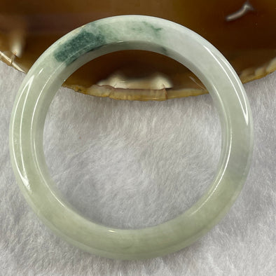 Type A Green Piao Hua Jade Jadeite Bangle 56.78g inner Dia 53.6mm 12.4 by 8.7mm (Slight External Rough) - Huangs Jadeite and Jewelry Pte Ltd