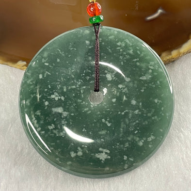 Type A Semi Icy Blueish Green Jade Jadeite Ping An Kou Pendant - 44.31g 57.9 by 57.9 by 5.8 mm - Huangs Jadeite and Jewelry Pte Ltd