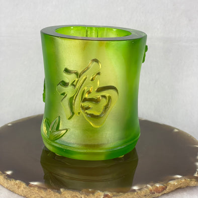 Liuli Crystal Bamboo Fu Cup 499.0g 76.2 by 71.3 by 81.8mm - Huangs Jadeite and Jewelry Pte Ltd