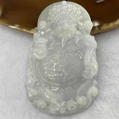 Type A Lavender Jade Jadeite God of Fortune Pendant - 54.67g 71.7 by 44.1 by 8.8 mm - Huangs Jadeite and Jewelry Pte Ltd