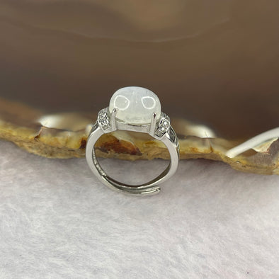 Rainbow Moonstone 8.0 by 10.0 by 5.0mm (estimated) in 925 Silver Ring 3.07g - Huangs Jadeite and Jewelry Pte Ltd