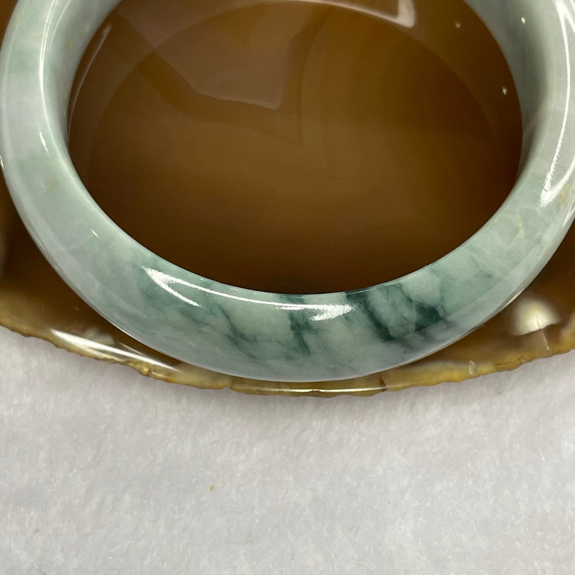 Type A Lavender and Green Piao Hua Jade Jadeite Bangle 60.66g inner Dia 55.3mm 15.6 by 7.8mm (Slight External Rough) - Huangs Jadeite and Jewelry Pte Ltd