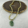 Type A Icy Green Leaf Jadeite with round crystal bead necklace 24.27g 31 by 18.9 by 3.9mm - Huangs Jadeite and Jewelry Pte Ltd