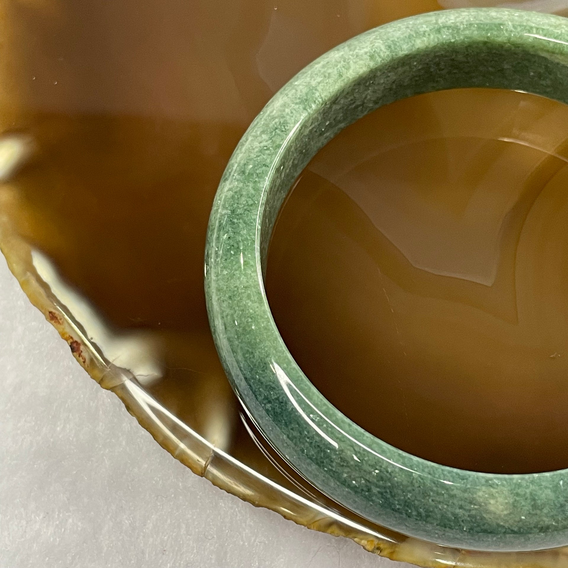 Type A Full Intense Green Jade Jadeite Bangle 54.24g inner Dia 56.8mm 13.7 by 7.8mm (Slight Internal Line) - Huangs Jadeite and Jewelry Pte Ltd