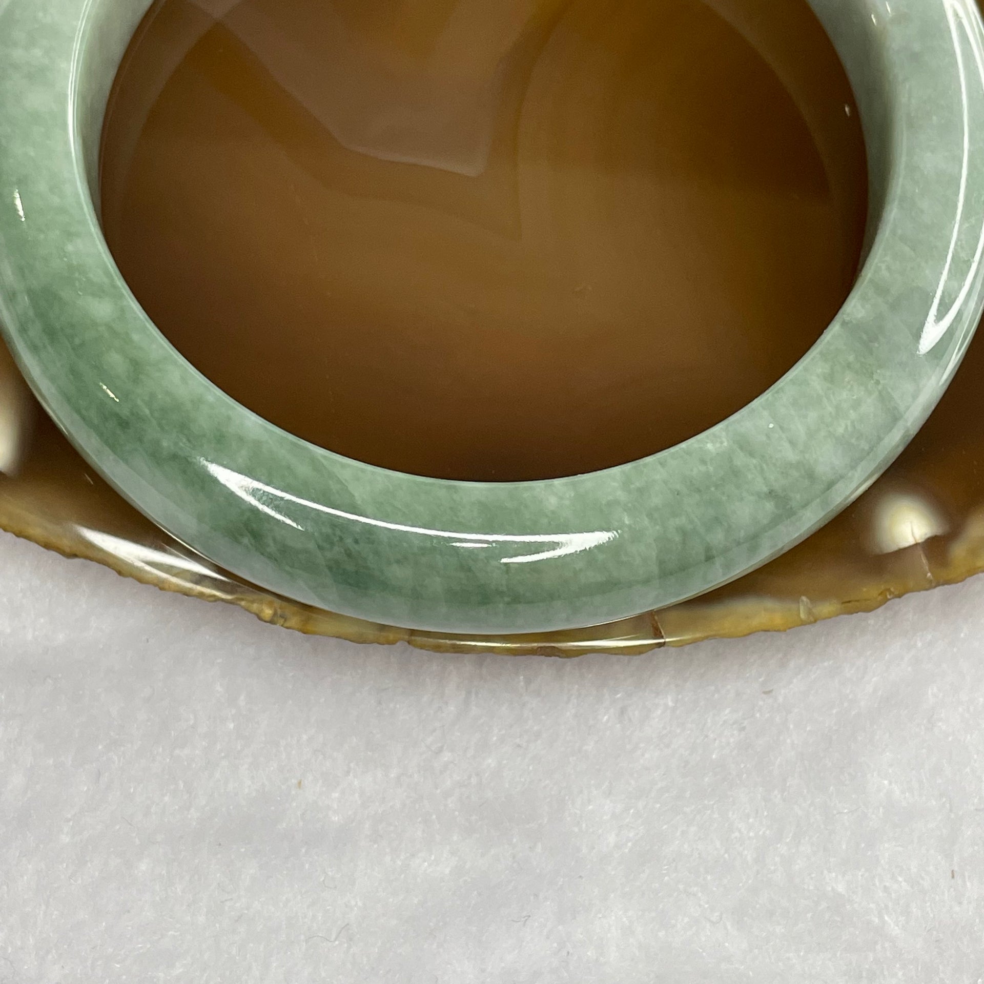Type A Two-Tone Green Jade Jadeite Bangle 60.24g inner Dia 57.6mm 11.2 by 9.0mm (Internal Lines) - Huangs Jadeite and Jewelry Pte Ltd