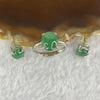 Type A ICY Jelly Medium Green in 925 silver Earrings stone 10.6 by 8.2 by 3.0mm and Ring stone 8.7 by 7.3 by 2.3mm Set Total 4.37g Adjustable Size - Huangs Jadeite and Jewelry Pte Ltd