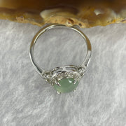 Type A ICY Jelly Faint Sky Blue Jadeite in 925 silver Ring 2.29g stone about 9.0 by 7.7 by 3.2mm Adjustable Size - Huangs Jadeite and Jewelry Pte Ltd