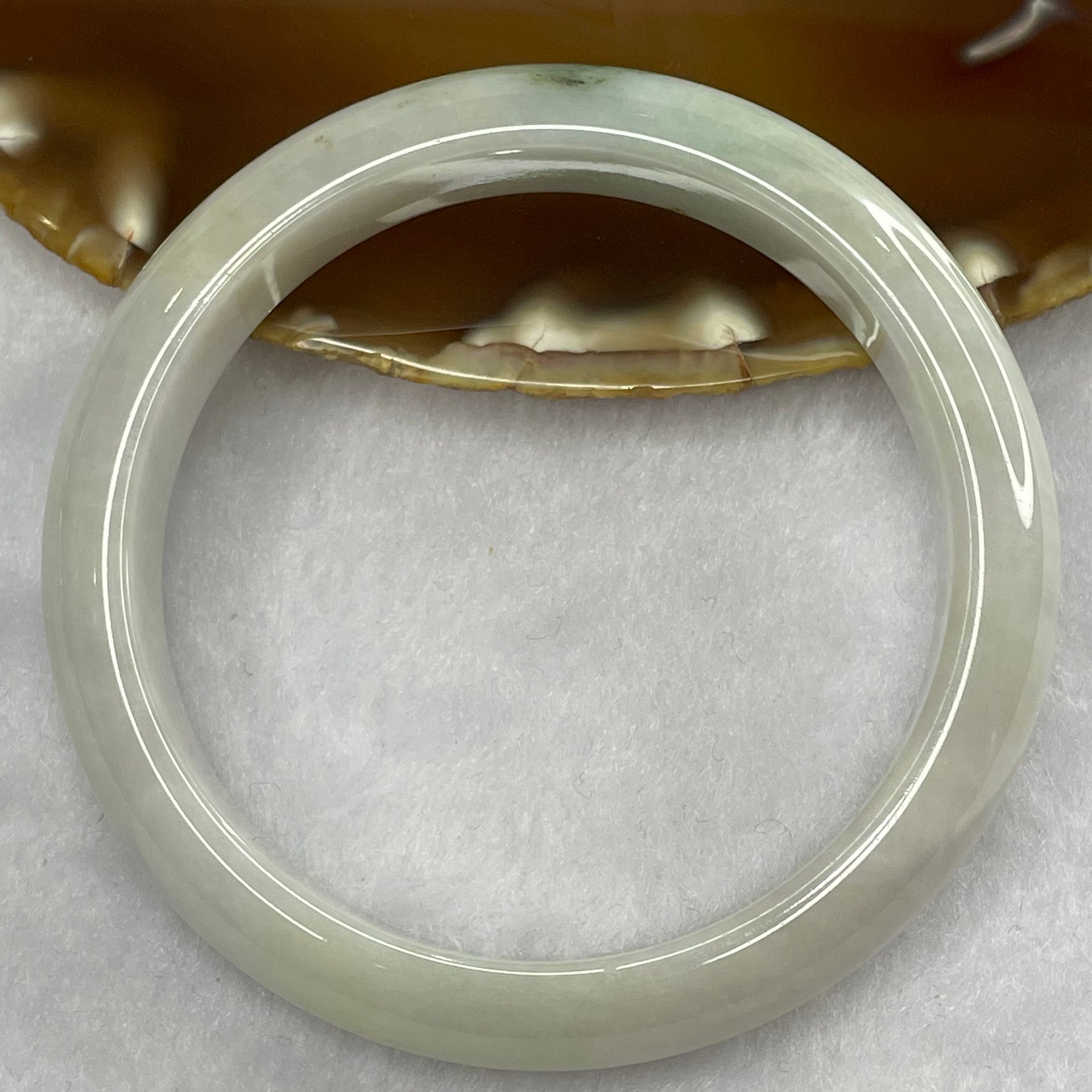 Type A Light Green Jade Jadeite Bangle 57.19g inner Dia 58.1mm 13.3 by 7.7mm (Slight External Line) - Huangs Jadeite and Jewelry Pte Ltd