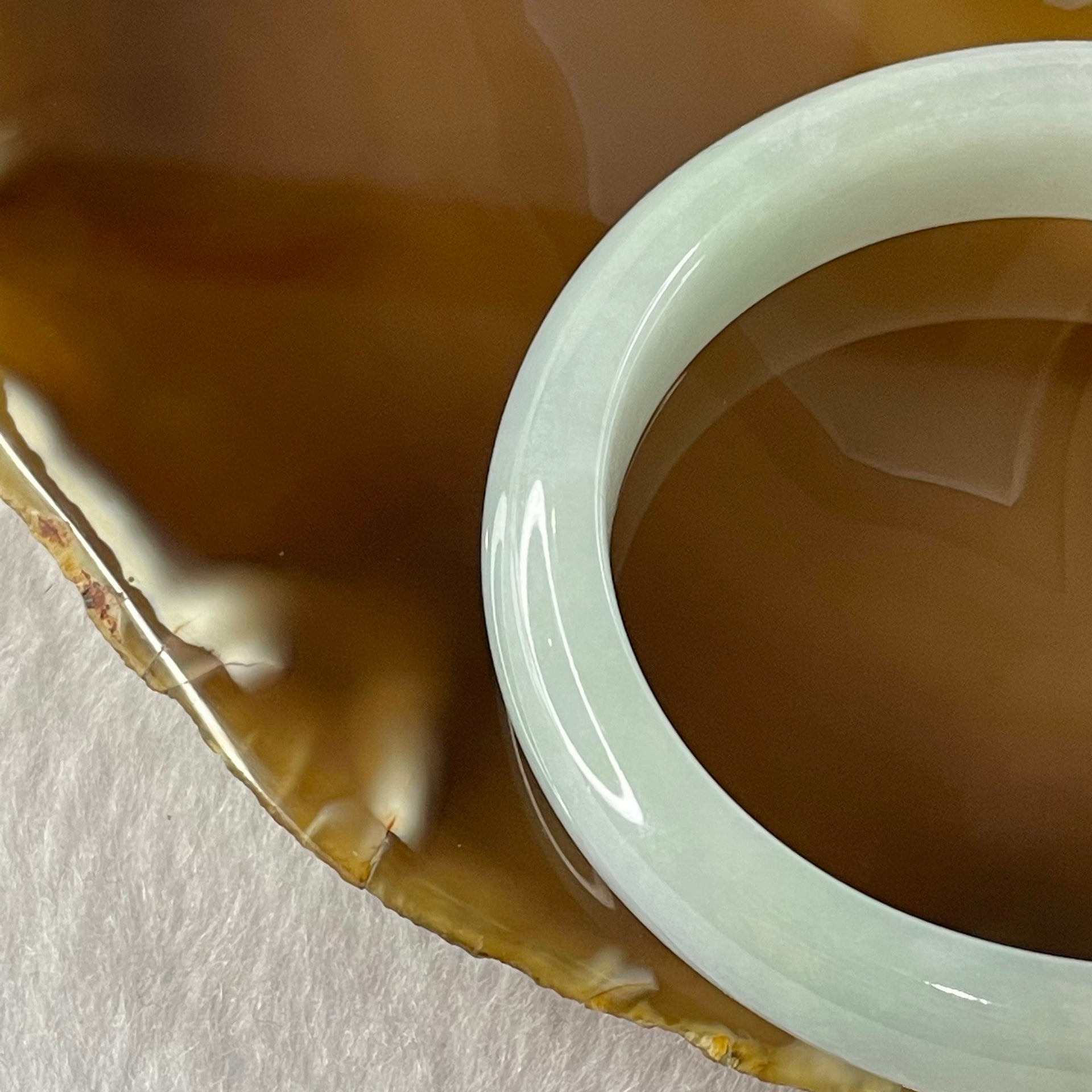 Type A Light Green Jade Jadeite Oval Bangle 50.49g inner Dia 54.6mm 14.0 by 7.5mm - Huangs Jadeite and Jewelry Pte Ltd